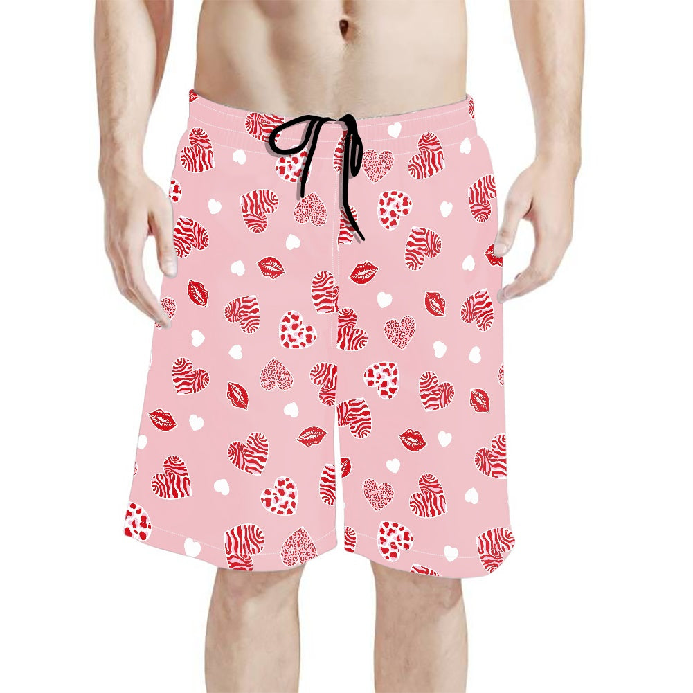 Men's Lip and Heart Print Swim Shorts