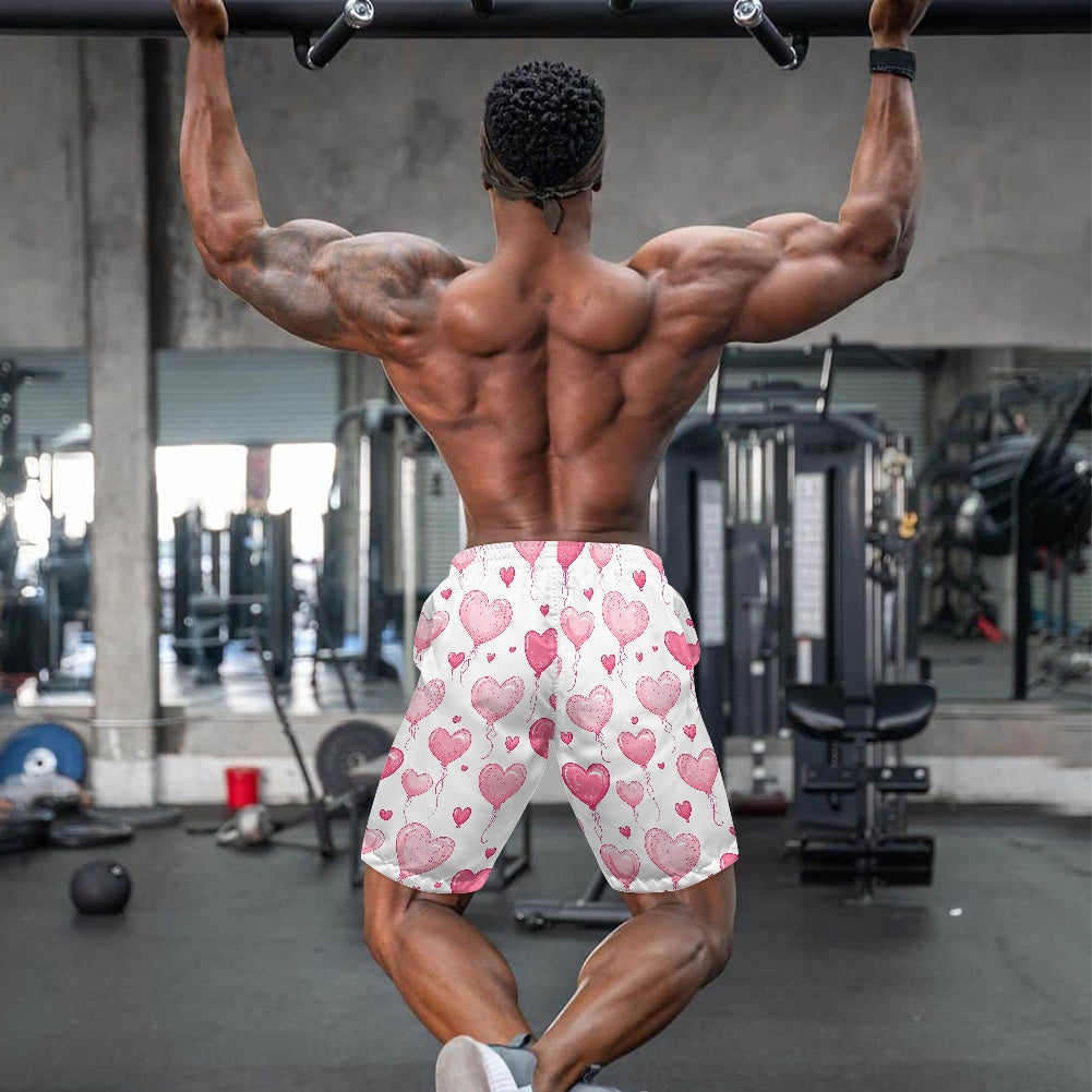 Men's Pink Heart Balloon Swim Shorts