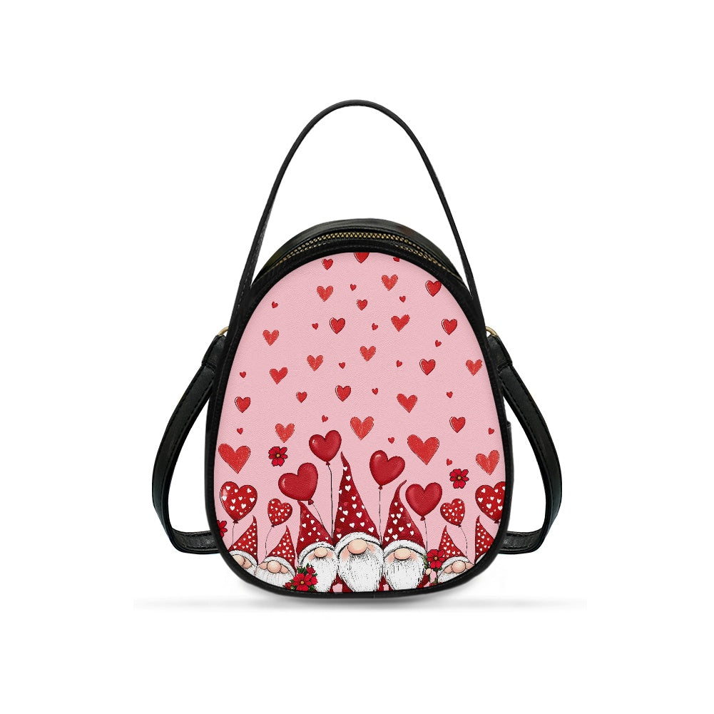 Valentine Gnome Adorable Double-Layer Women’s Leather Square Bag