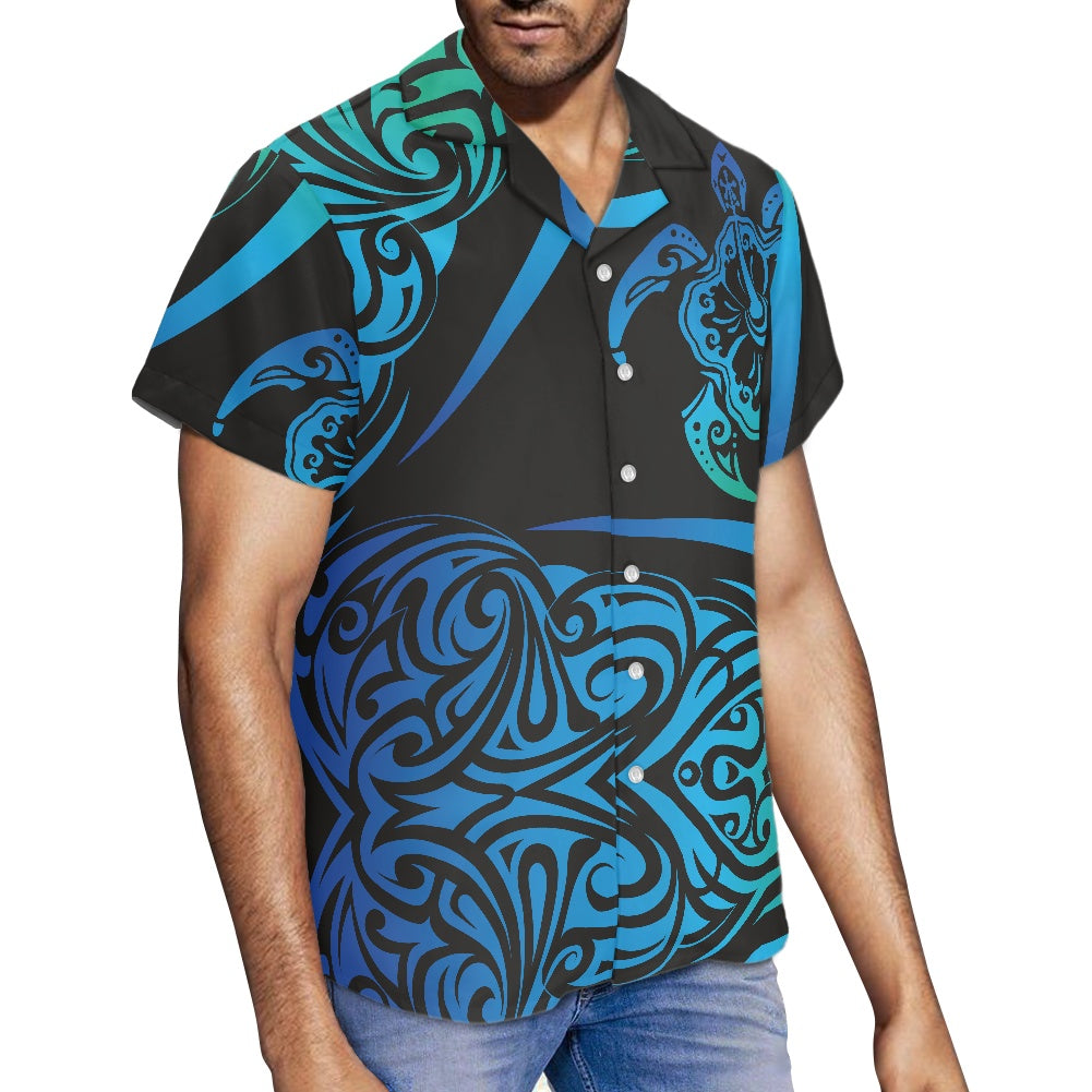 Blue Tribal Turtle Hawaiian Shirt
