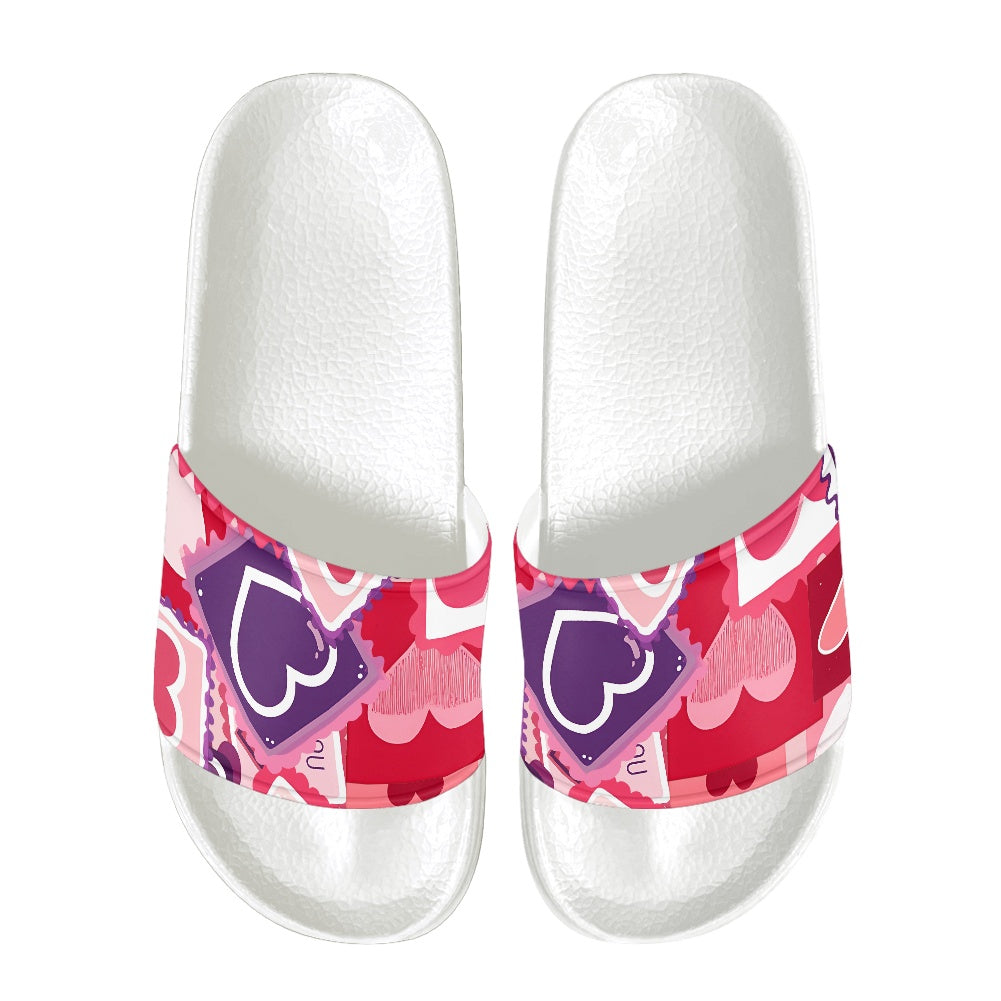 Love Stamp Print Slide Sandals
