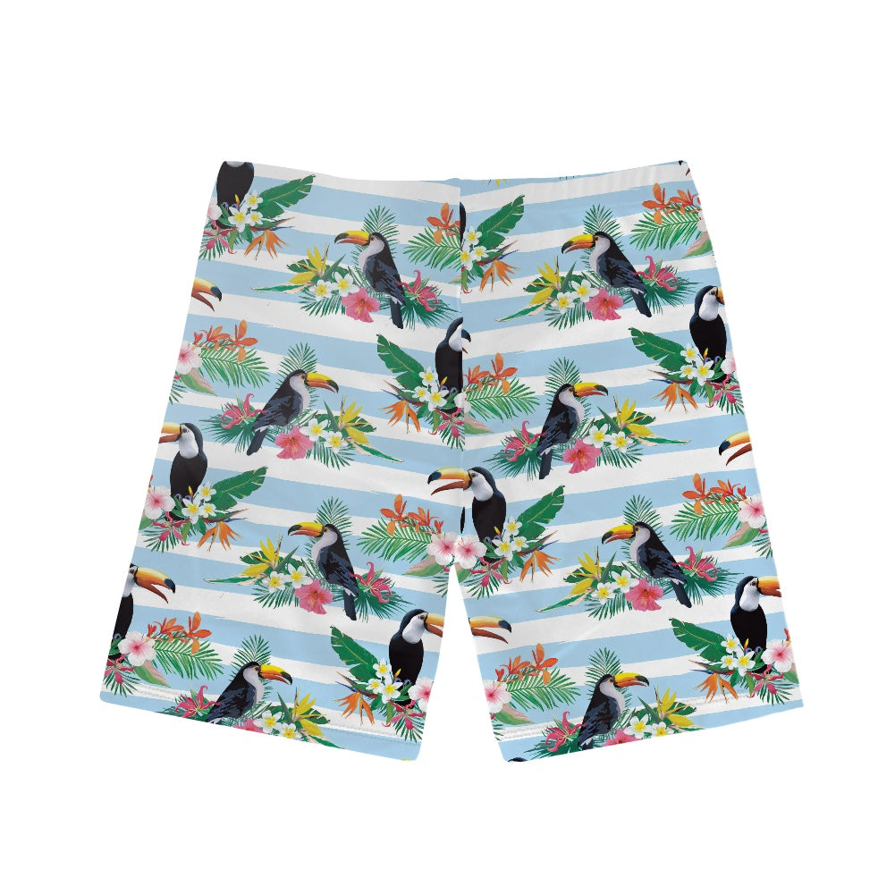 Tropical Toucan Print Boy's Swim Trunks
