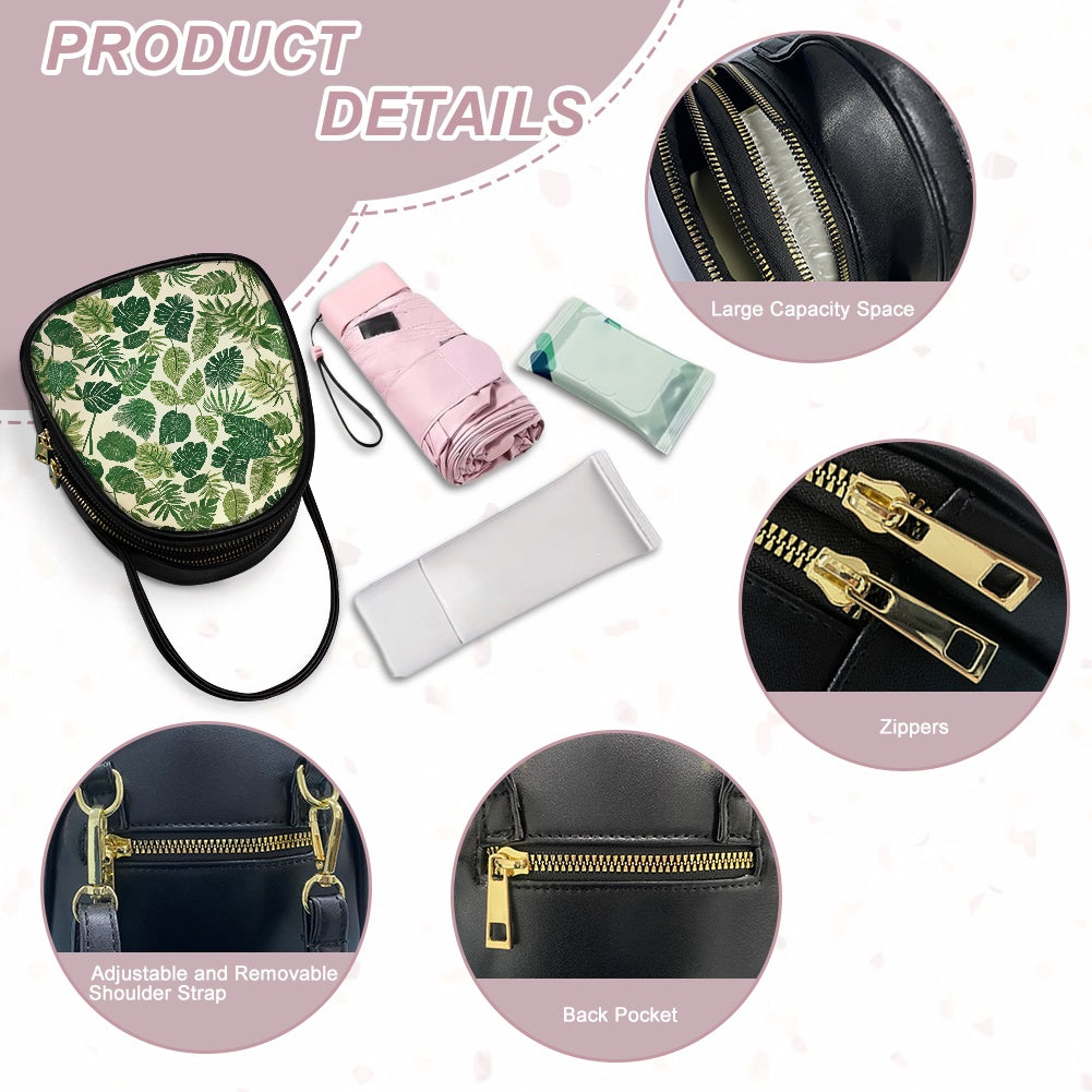 Green Leaf Stylish Double-Layer Women’s Leather Square Bag