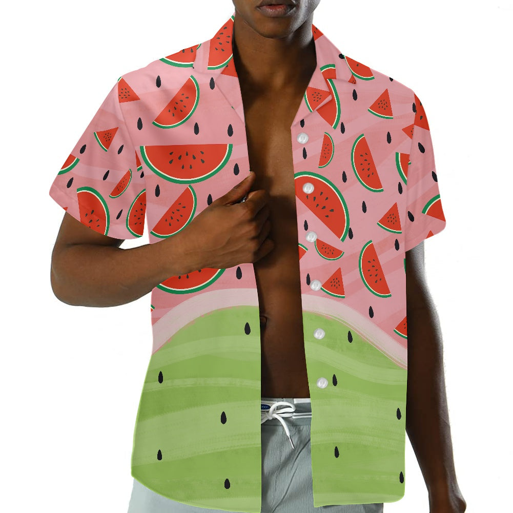 Watermelon Print Hawaiian Shirt