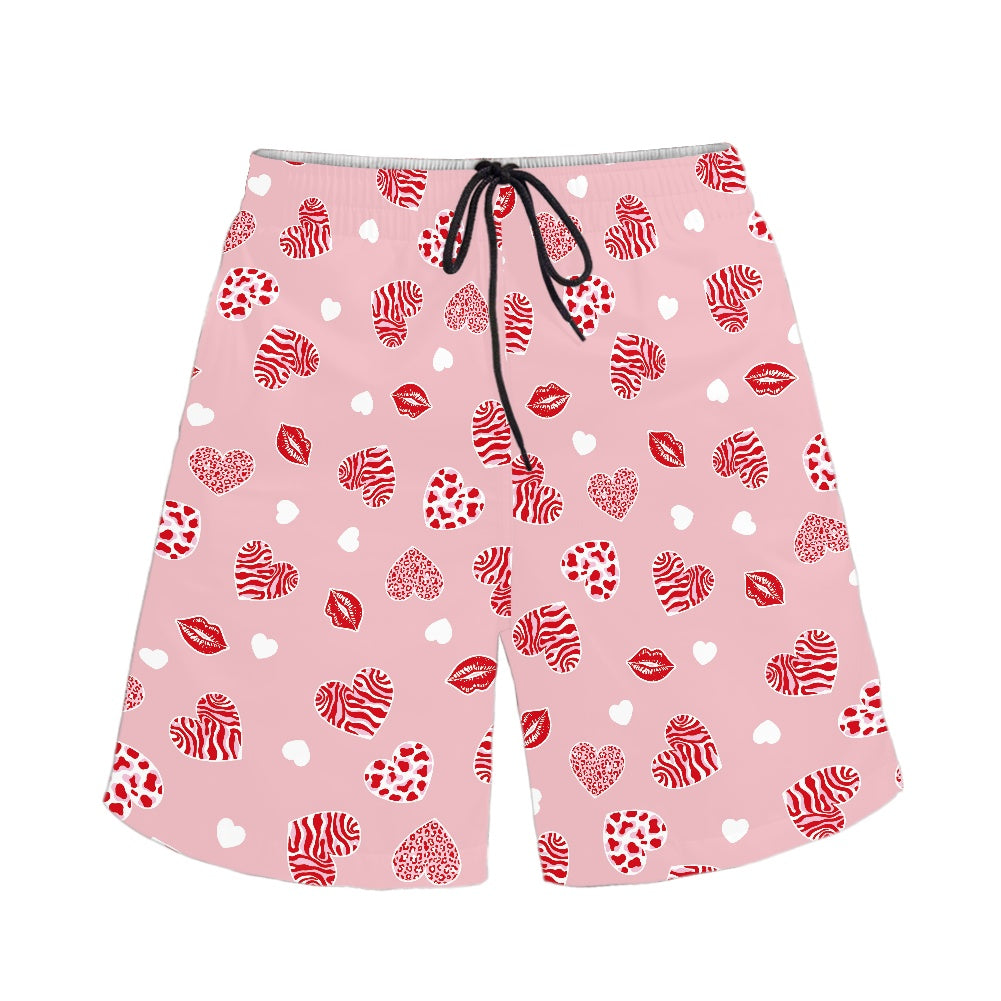 Men's Lip and Heart Print Swim Shorts
