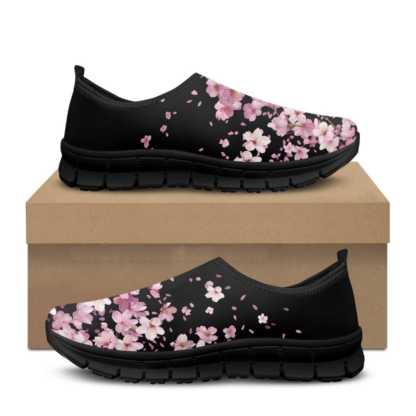 Black Cherry Blossom Low-Cut Casual Shoes