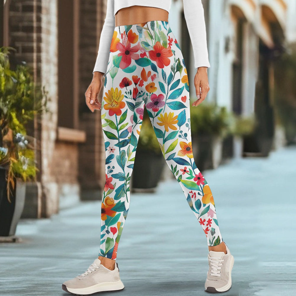 Floral Bloom Women's Yoga Pants with Pockets
