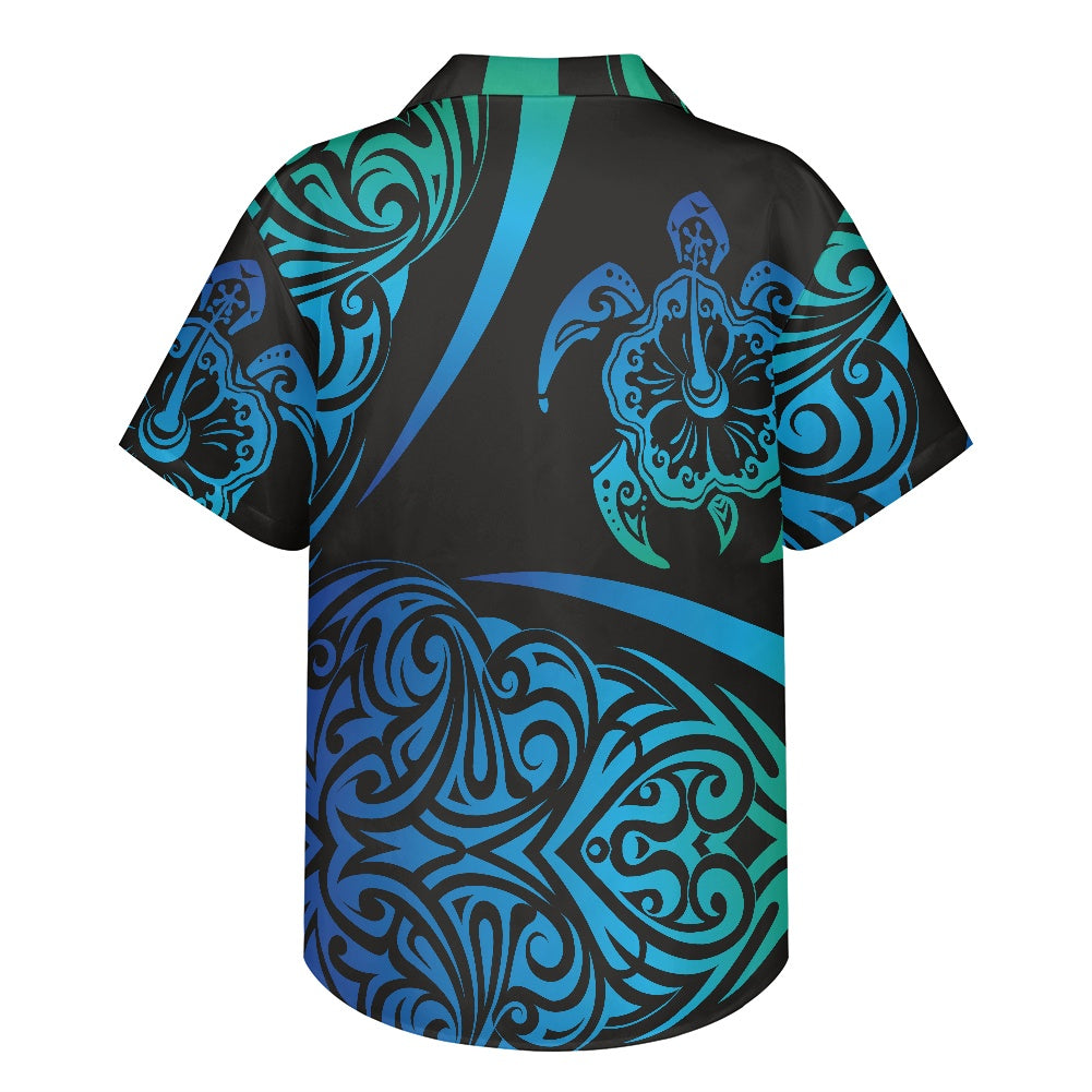 Blue Tribal Turtle Hawaiian Shirt