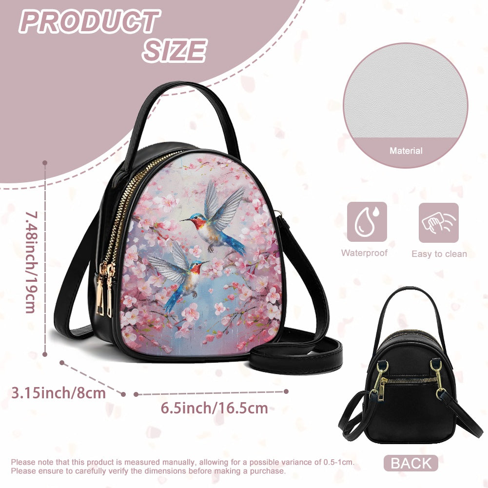 Hummingbird Blossom Chic Double-Layer Women’s Leather Square Bag