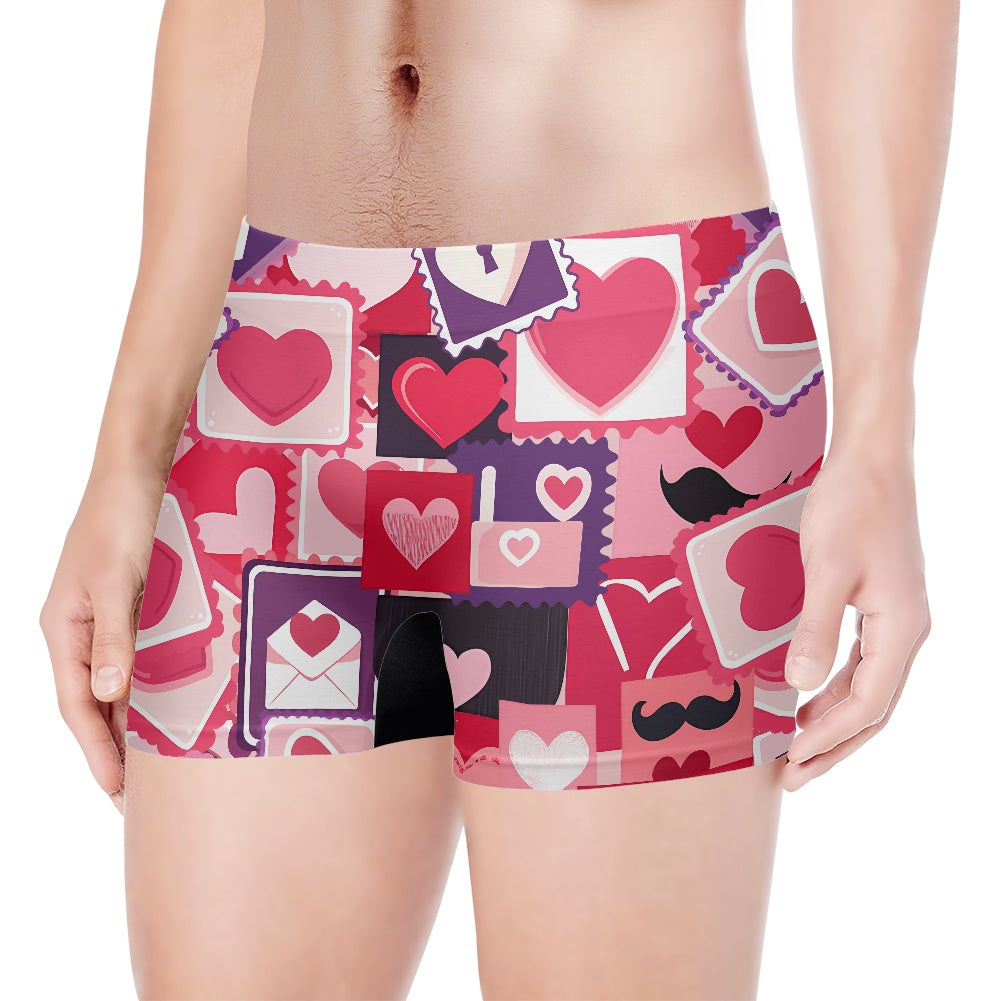 Love Stamp Print Men's Boxer Briefs