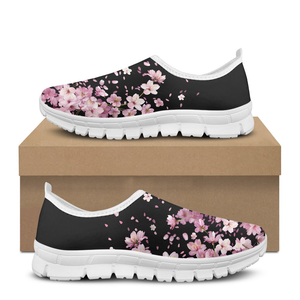 Black Cherry Blossom Low-Cut Casual Shoes