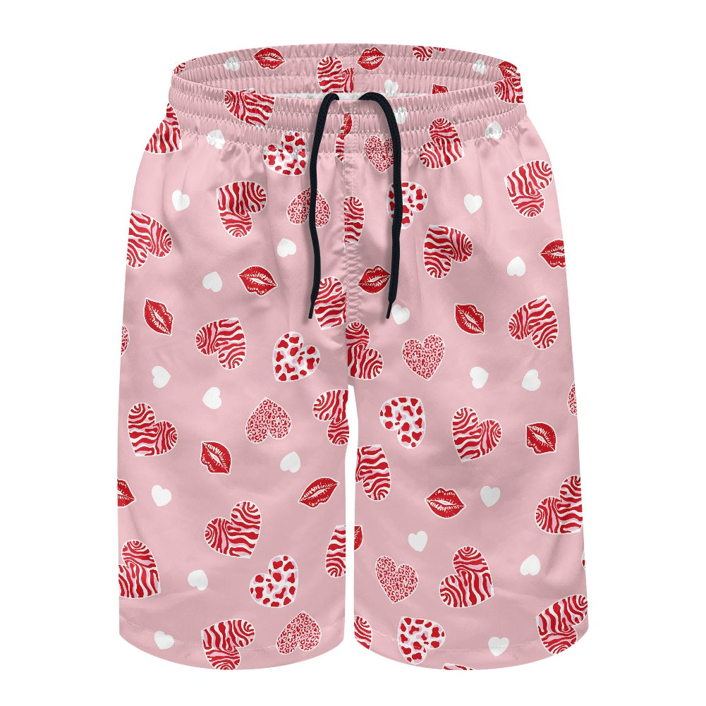 Men's Lip and Heart Print Swim Shorts