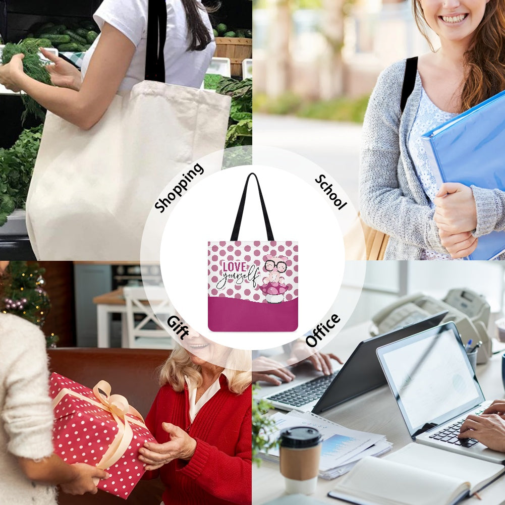 Love Yourself Cute Polka Dot Cloth Tote Bag