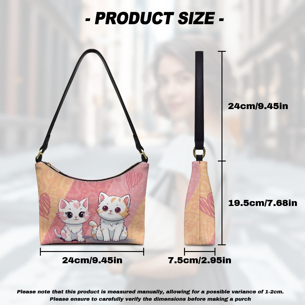 Adorable Cat Print PU Women's Underarm Bag