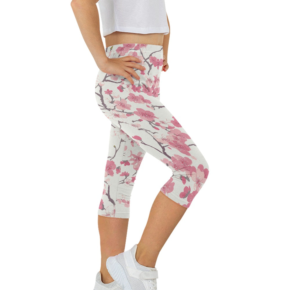 Cherry Blossom Kids' Capri Yoga Pants