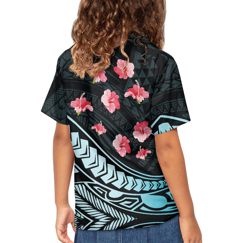 Hibiscus Design Hawaiian Shirt for Kids