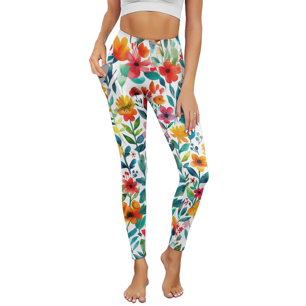 Floral Bloom Women's Yoga Pants with Pockets