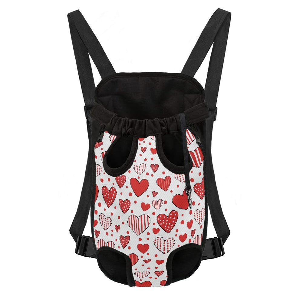 Red Heart Patchwork Pet Backpack Carrier