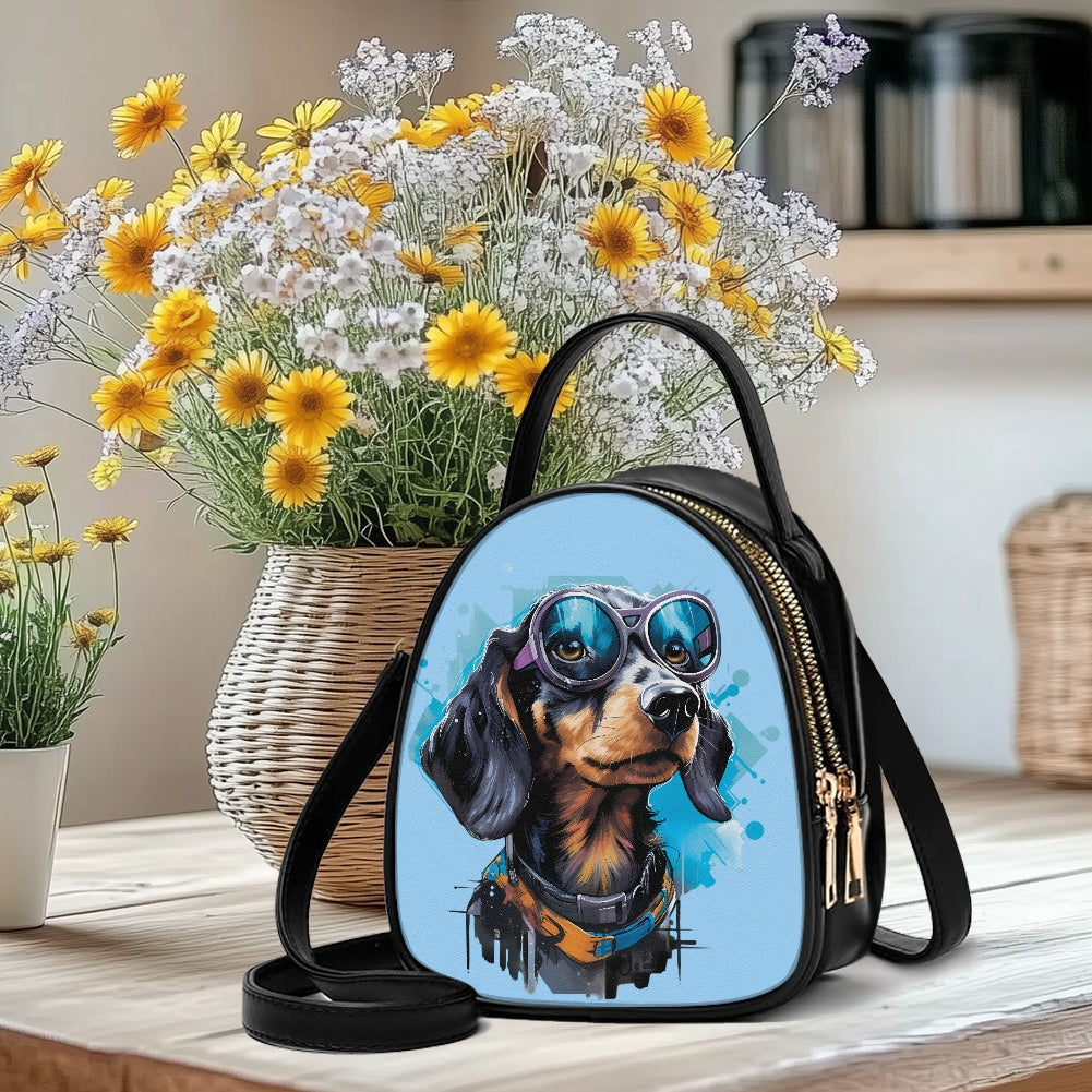 Cool Dog Trendy Double-Layer Women’s Leather Square Bag