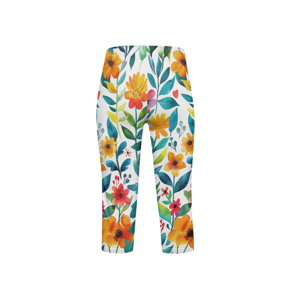 Tropical Bloom Kids' Capri Yoga Pants