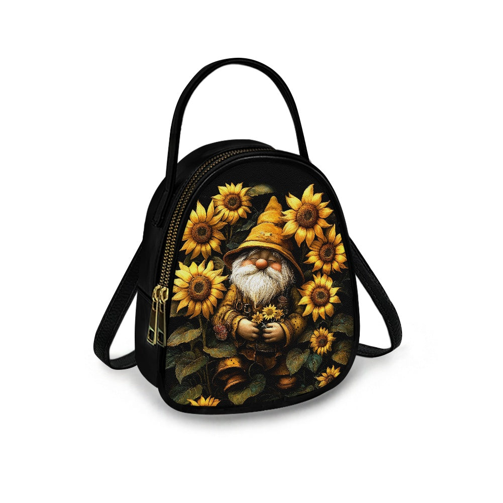 Sunflower Gnome Adorable Double-Layer Women’s Leather Square Bag