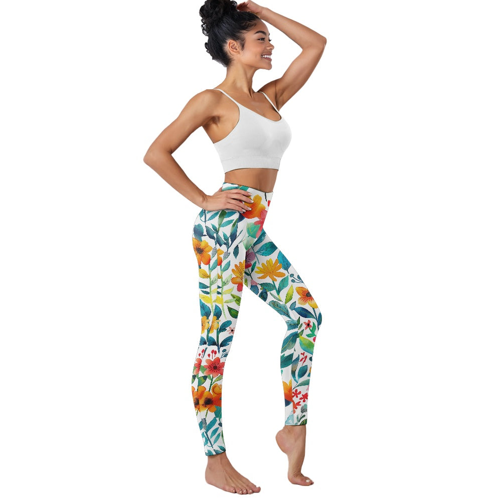 Floral Bloom Women's Yoga Pants with Pockets
