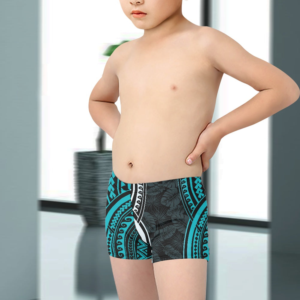 Polynesian Tribal Print Boy's Swim Trunks