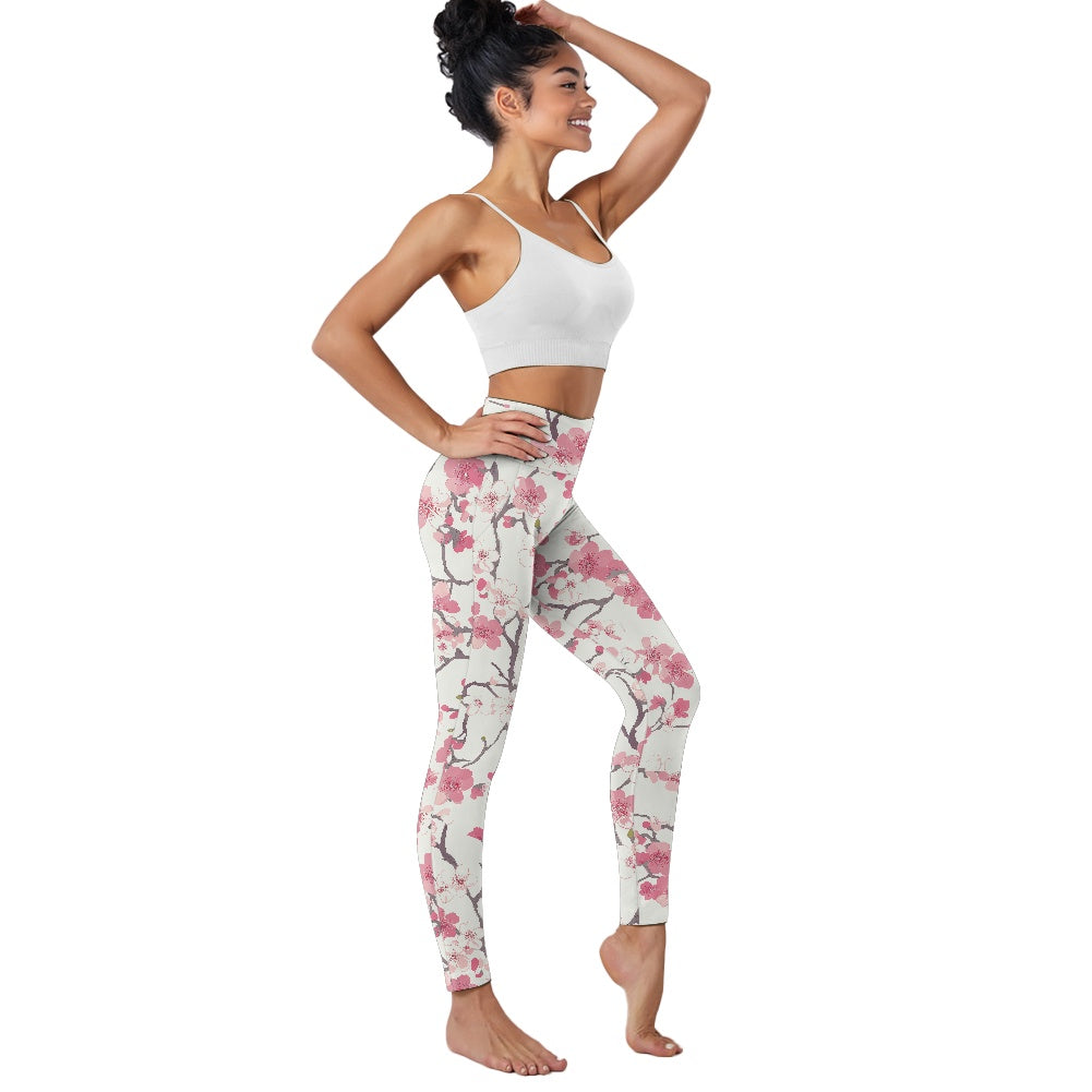 Cherry Blossom Women's Yoga Pants with Pockets