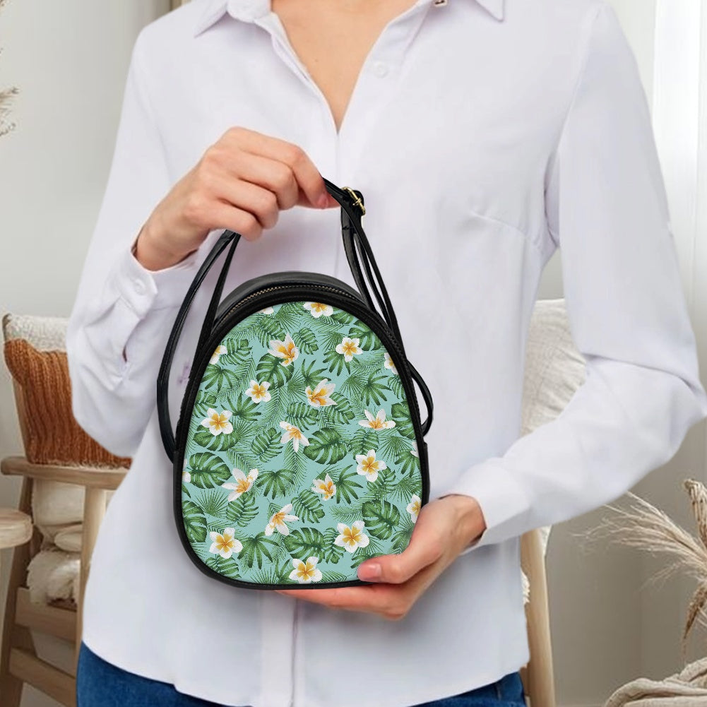 Floral Leaf Design Tropical Double-Layer Women’s Leather Square Bag