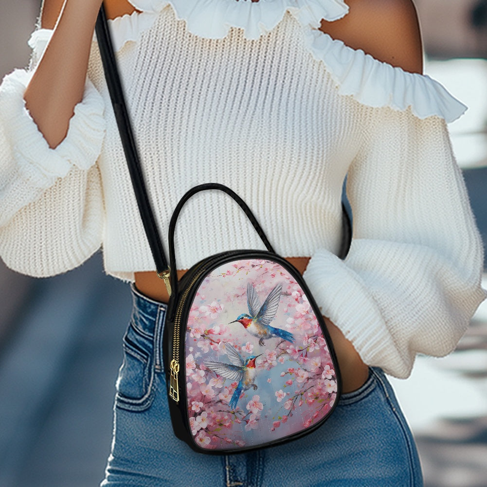 Hummingbird Blossom Chic Double-Layer Women’s Leather Square Bag