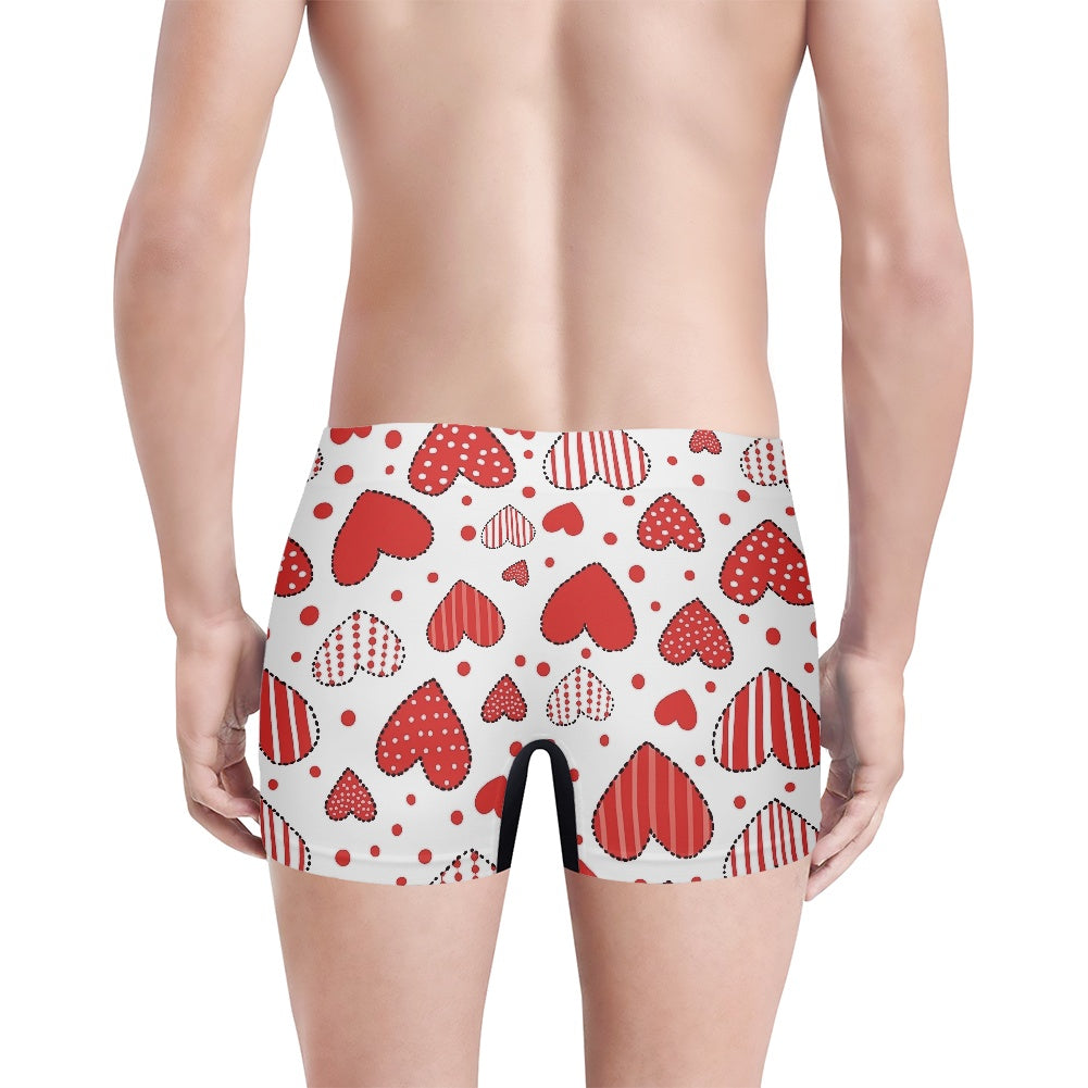 Patchwork Heart Design Men's Boxer Briefs