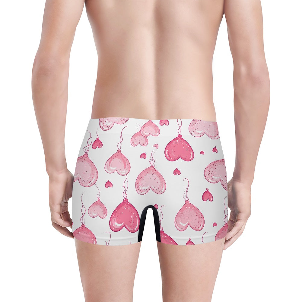 Heart Balloon Print Men's Boxer Briefs