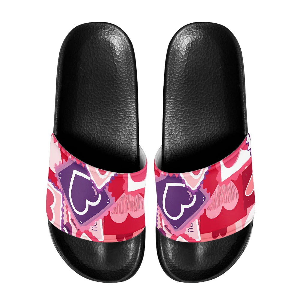 Love Stamp Print Slide Sandals