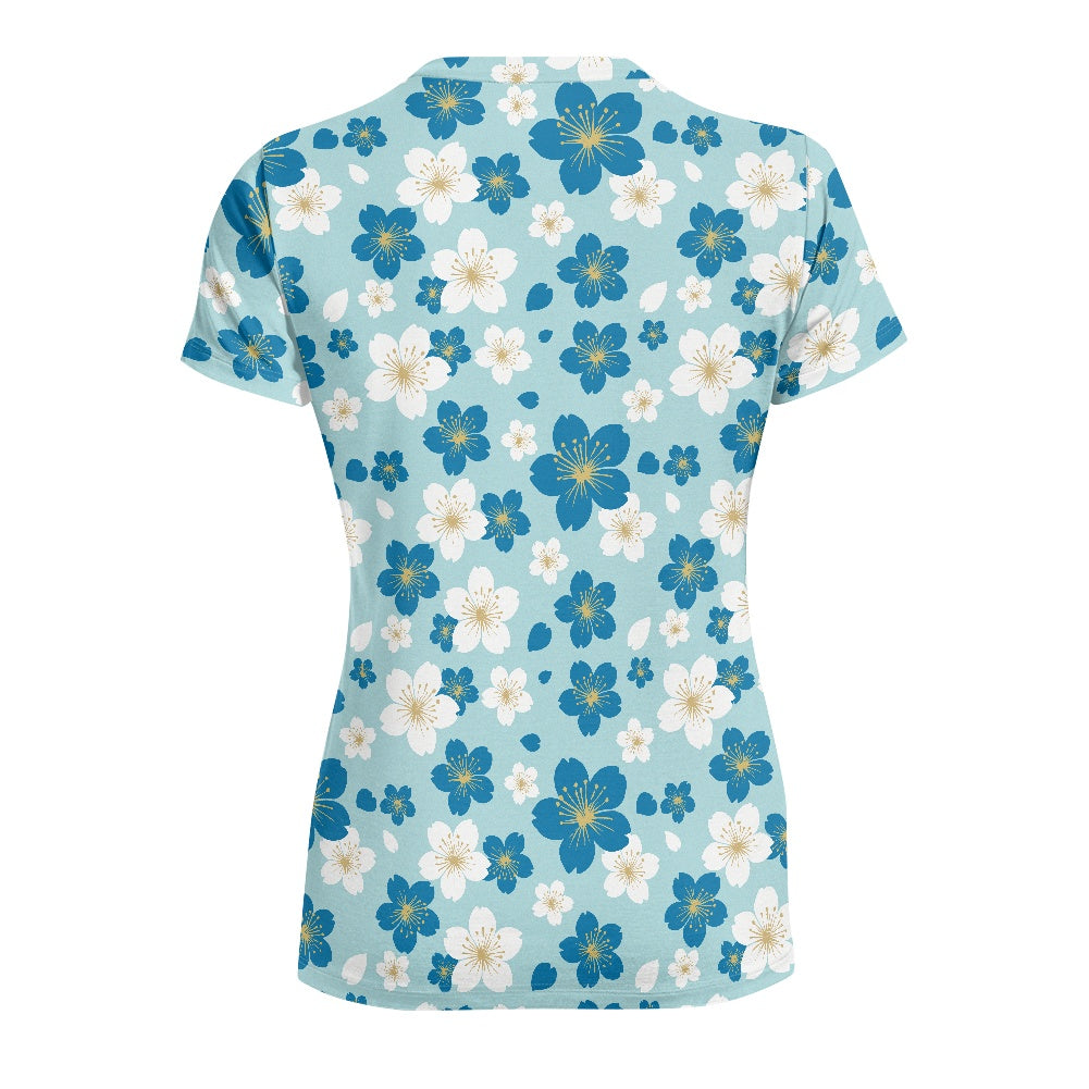 Blue Blossom Ladies' Round Neck T-Shirt