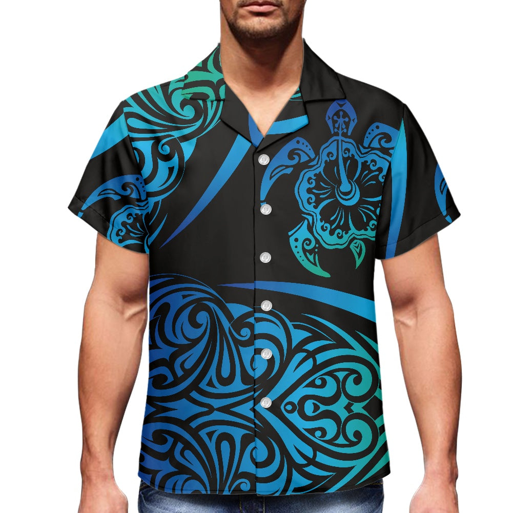 Blue Tribal Turtle Hawaiian Shirt