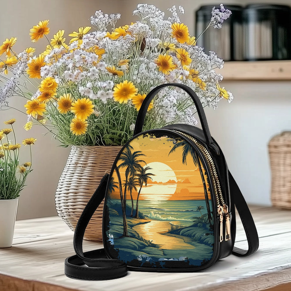 Sunset Beach Elegant Double-Layer Women’s Leather Square Bag