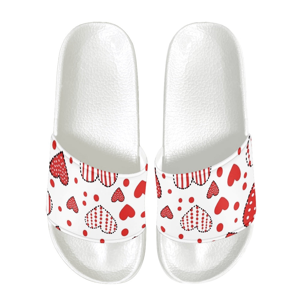 Red Heart Patchwork Slide Sandals