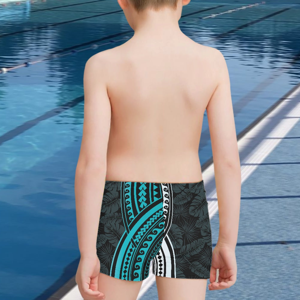 Polynesian Tribal Print Boy's Swim Trunks