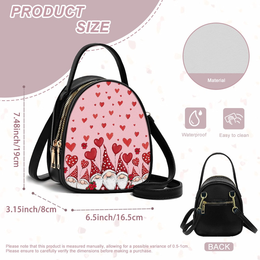 Valentine Gnome Adorable Double-Layer Women’s Leather Square Bag