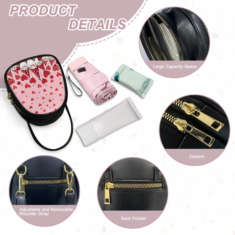 Valentine Gnome Adorable Double-Layer Women’s Leather Square Bag