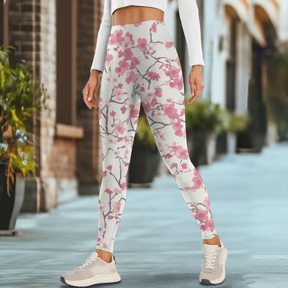Cherry Blossom Women's Yoga Pants with Pockets