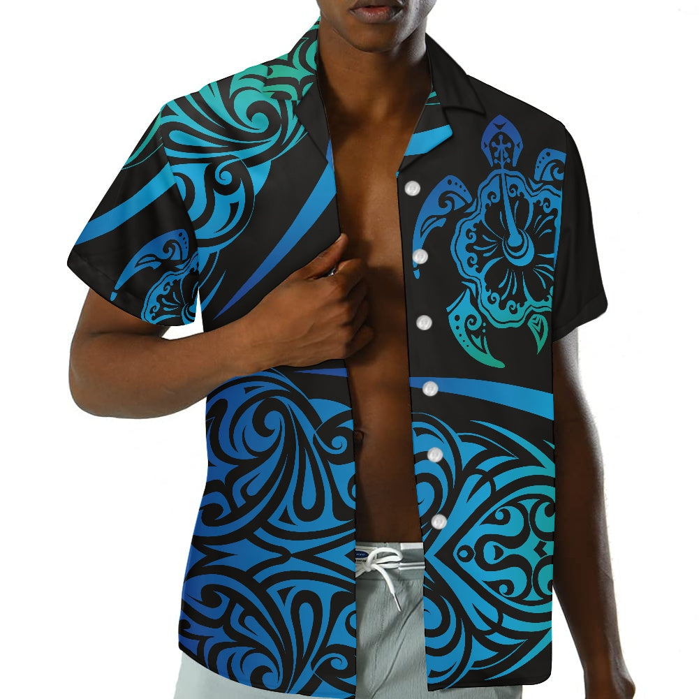 Blue Tribal Turtle Hawaiian Shirt
