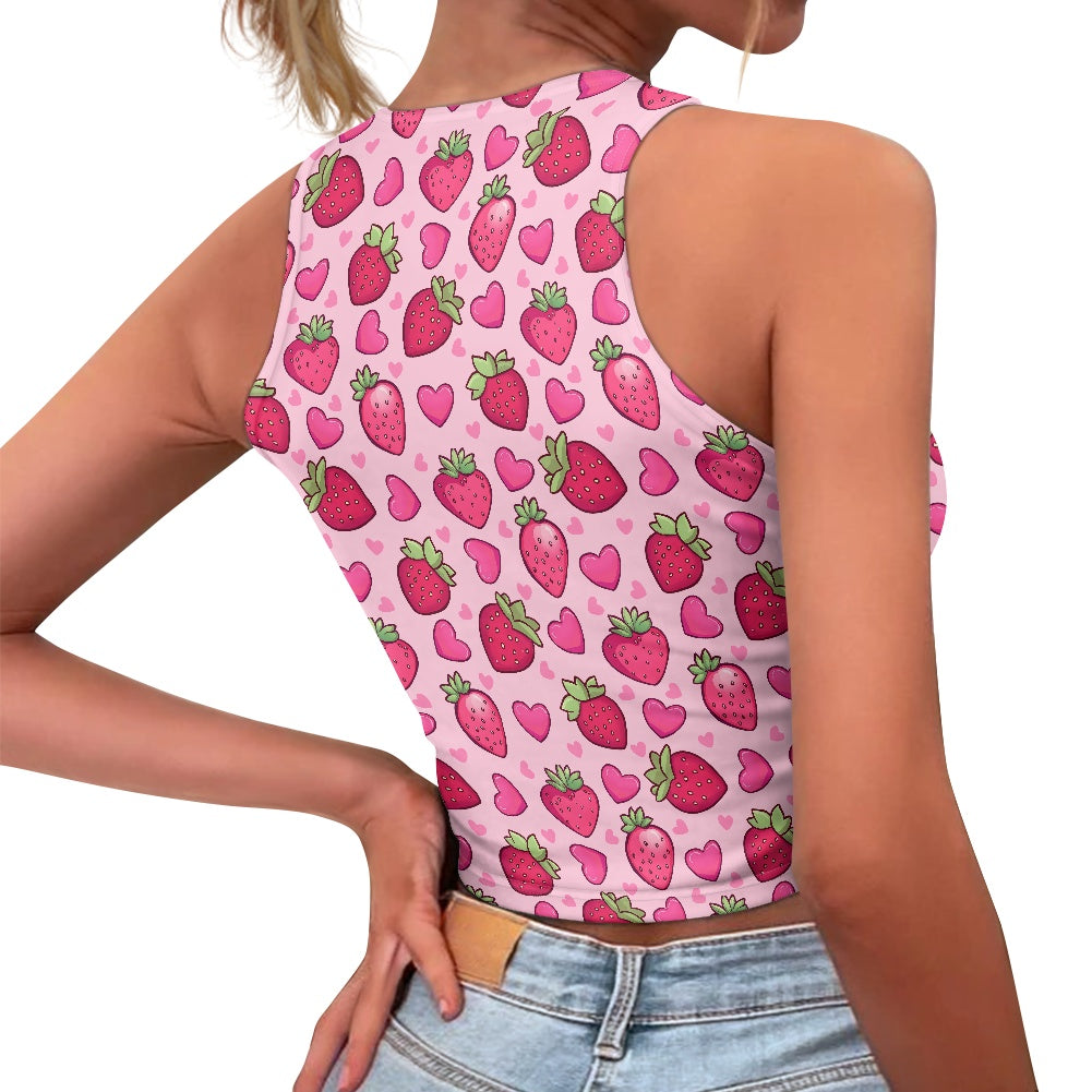 Strawberry Heart Women Tight Tank Tops