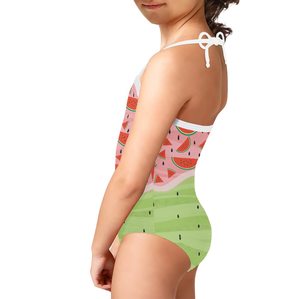 Watermelon Print Kids’ One-Piece Swimsuit