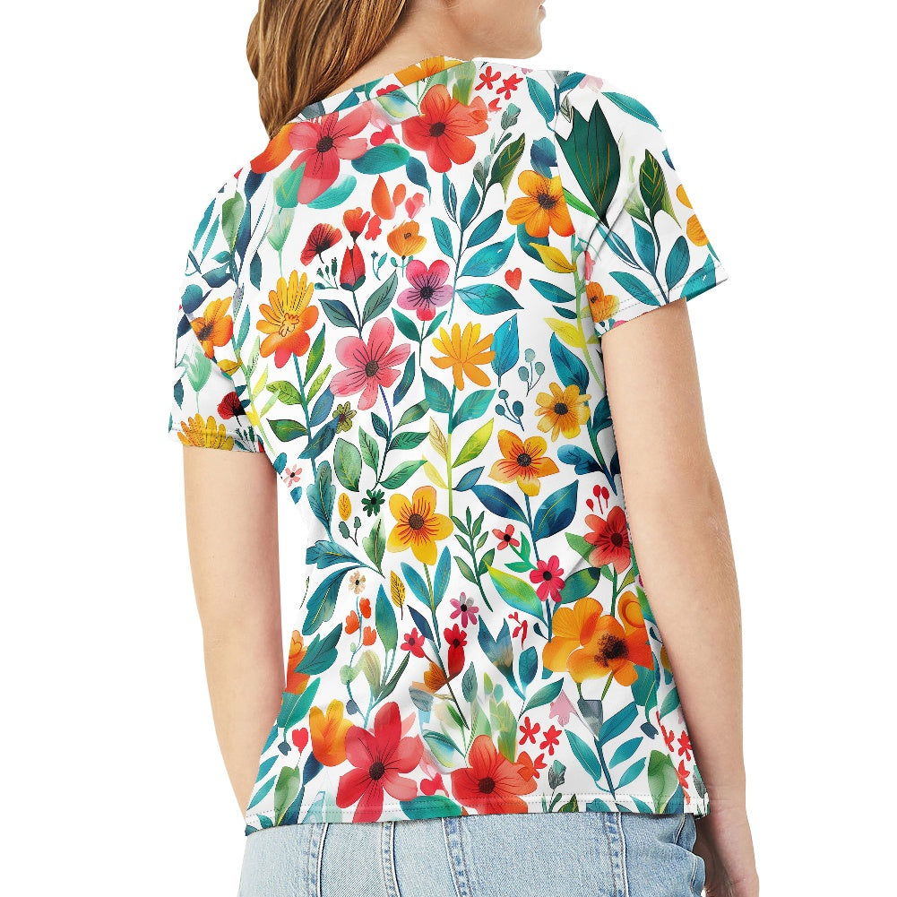 Floral Bloom Ladies' Round Neck T-Shirt