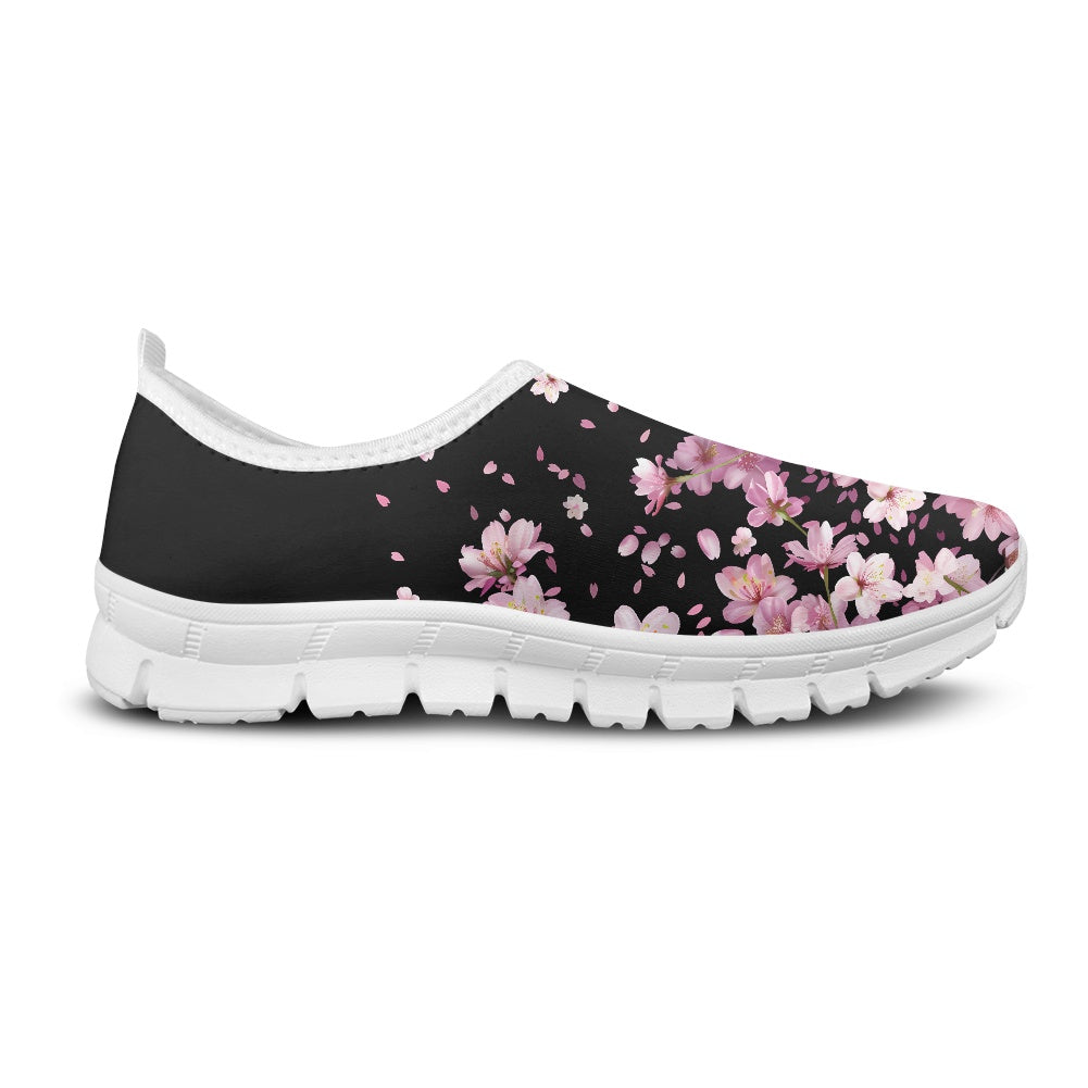 Black Cherry Blossom Low-Cut Casual Shoes