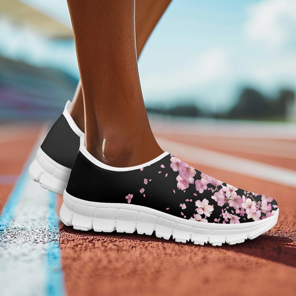 Black Cherry Blossom Low-Cut Casual Shoes