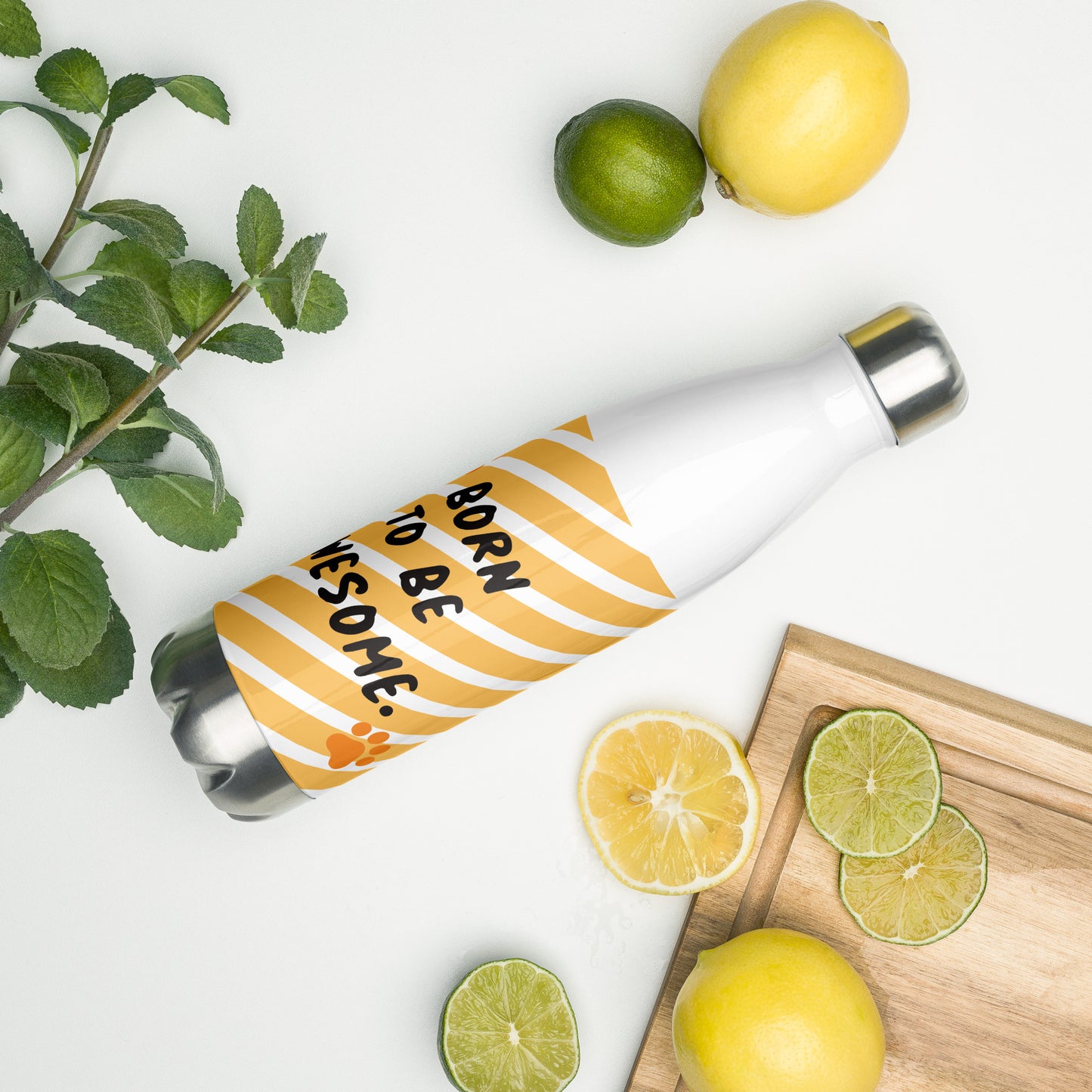 stainless steel water bottle white 17oz back