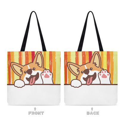 Adorable Corgi with Paw Print Design Cloth Tote Bag