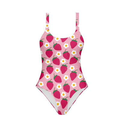 Girls' Strawberry Print One-Piece Swimsuit